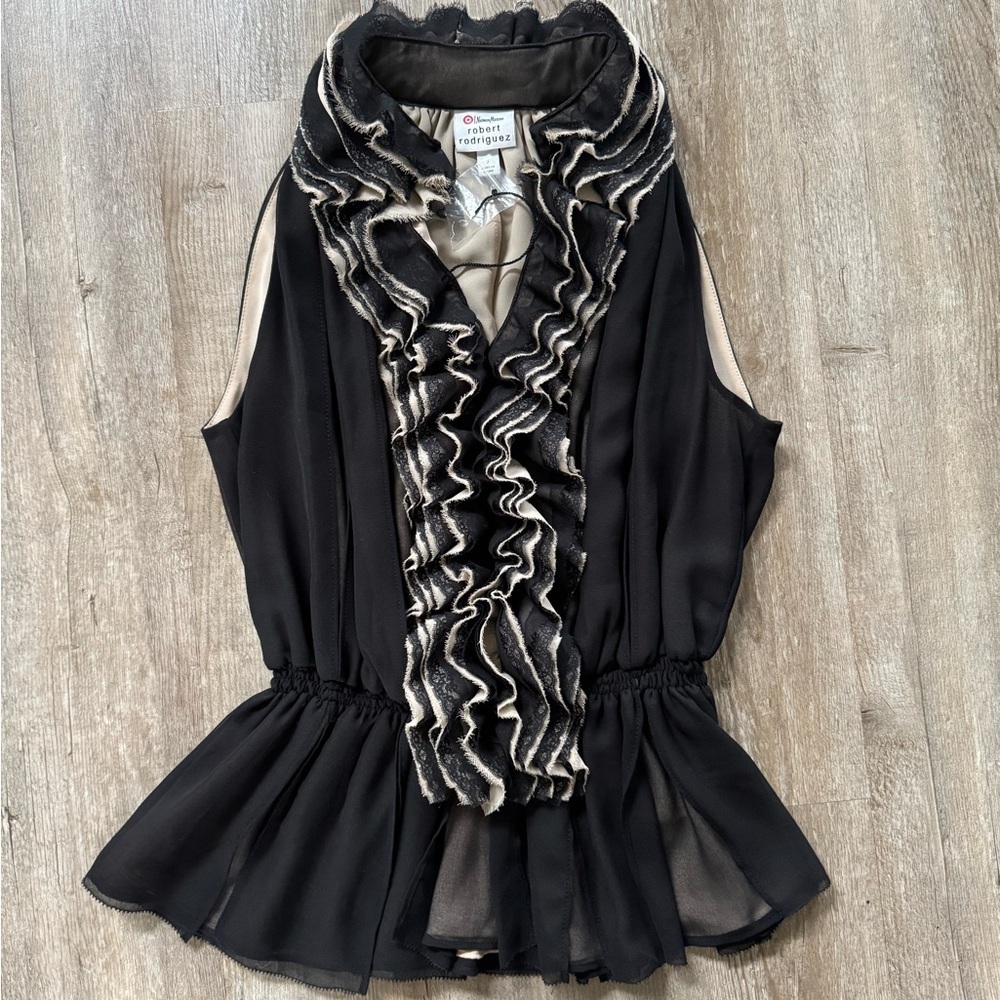 Robert Rodrigues for Neiman Marcus Ruffled Chiffon Halter Top